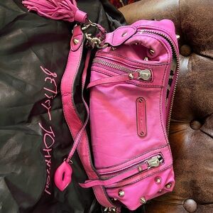 Betsey Johnson Pink Clutch with Silver Accents